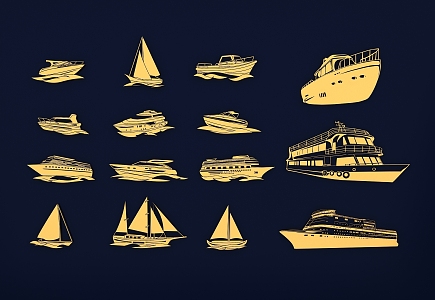 Ship silhouette nautical sailing boat speedboat cruise ship passenger ship cargo ship ocean traffic boat Icon 3d model