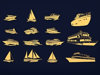 Ship silhouette nautical sailing boat speedboat cruise ship passenger ship cargo ship ocean traffic boat Icon 3d model