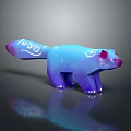 Colorful Blue Purple Animal Figurine With White Patterns Glossy Finish And Reflection Base