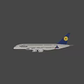 Lufthansa Commercial Passenger Airplane Flying With Four Engines In Mid Air