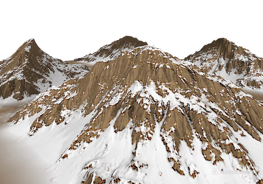 Scenic Garden Landscape With Snow Covered Mountain Peaks And Natural Rock Features 3d model 