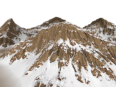 Scenic Garden Landscape With Snow Covered Mountain Peaks And Natural Rock Features 3d model