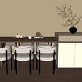 Middle Ancient Style Island Dining Table and Chair 3d model