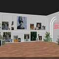 Stylish Photo Check-in Spot With White Walls Photos Frames Green Plants And Wooden Floor