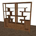 Traditional Chinese Solid Wood Bookcase with Multiple Shelves Drawers and Lattice Panels