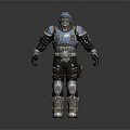 Futuristic Biomechanical Character With Blue Silver Armored Suit And Helmet Design Details