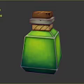 Transparent Green Liquid Bottle With Brown Brick Cap And Shiny Surface 3d model
