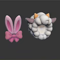 Cute Animal Hair Accessories Pink Rabbit Ear With Bow And White Sheep With Yellow Horns