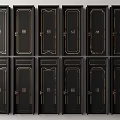 Elegant Black Hinged Doors With Gold Decorative Accents And Classical Design 3d model