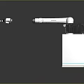 Robotic Arm Character With Control Box And Small Mechanical Parts In White Industrial Setup