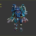 Blue Sci Fi Mech Robot With Mechanical Armor And Glowing Accents 3d model