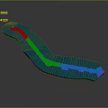 Blue Curved Design Model Featuring White Lines And Pathway Structure
