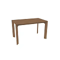 Decorative Ornament Set Display On Brown Wooden Rectangular Table With Four Legs 3d model