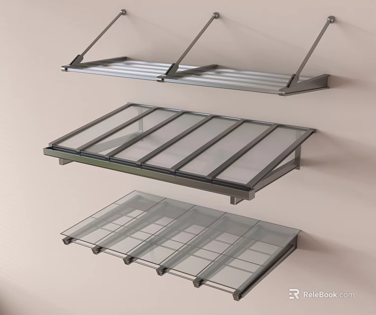 Modern Wall Mounted Sunshade with Metal Frame and Transparent Canopy for Outdoor Use 3d model 