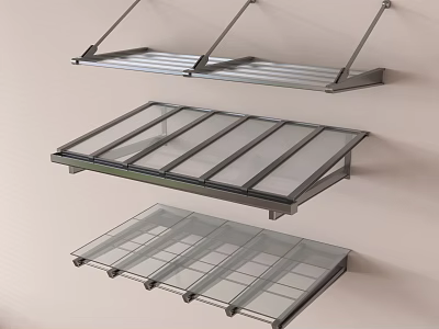 Modern Wall Mounted Sunshade with Metal Frame and Transparent Canopy for Outdoor Use 3d model
