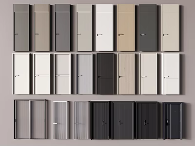 Stylish Hinged Doors with Various Colors and Modern Styles for Home Interior Design 3d model