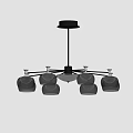 Modern Chandelier With Multiple Transparent Glass Balls And Circular Ceiling Light Patterns 3d model
