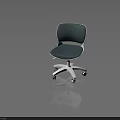 Modern Office Chair With Green Upholstered Seat And Backrest White Frame Swivel Wheels