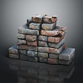 Stacked Bricks With Multi Colored Tones Vintage Texture And Reflection On Dark Background