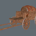 Vintage Wooden Cart With Large Barrel And Spoked Wheels On Gray Background