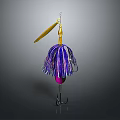 Colorful Fishing Lure With Golden Blade Purple Blue Tassels Pink Body And Hook