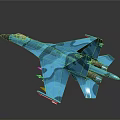 Blue Camouflage Fighter Jet 3D Model With Mounted Missiles And Detailed Design