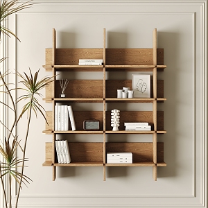 Quiet Bookcase Decorative Ornaments 3d model