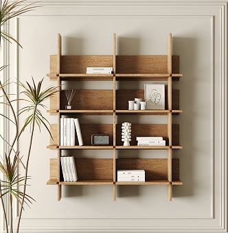 Quiet Bookcase Decorative Ornaments 3d model