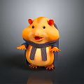 Cute Orange Cartoon Hamster Toy Standing With Gray Scarf Cloak And Smiling Expression