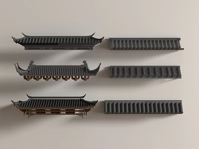 Traditional Chinese Architectural Roof Models With Decorative Eaves And Tile Structures 3d model