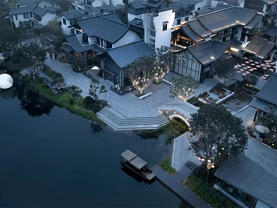 New Chinese Homestay Homestay Town 3d model