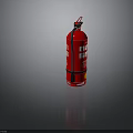 Portable Red Fire Extinguisher With Pressure Gauge And Warning Labels