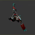 Sci Fi Character With Mechanical Creature Partner And Cybernetic Backpack Holding Weapon