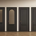 Black Hinged Doors with Glass Panels and Golden Handles for Modern Interior