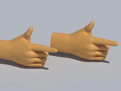 Yellow Hand Gesture Models Pointing Left And Right Against Gray Background 3d model
