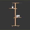 Orange Multi Tier Round Trolley with Wheels Cup Holder and Paper Roll Holder
