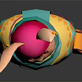 Cute Rabbit Character With Pink Headscarf Blue Scarf Colorful Geometric Top And Orange Bag
