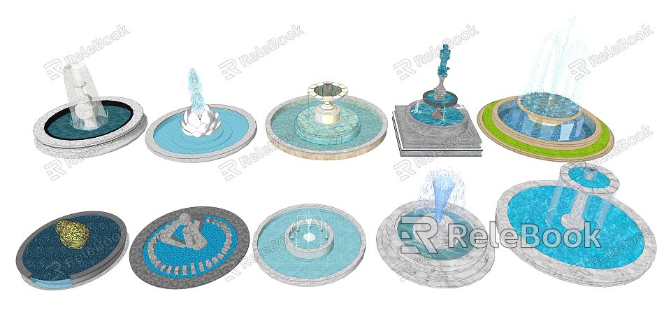 Modern Fountain Waterscape Pool Fountain Landscape model