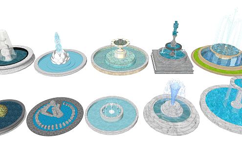 Modern Fountain Waterscape Pool Fountain Landscape 3d model