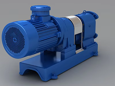 High Performance Blue Industrial Pump With Electric Motor And Stable Base 3d model