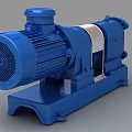High Performance Blue Industrial Pump With Electric Motor And Stable Base 3d model