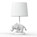 Modern White Table Lamp With Elephant Base And Fabric Shade For Bedroom Decor