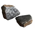 Natural Stone Decorative Ornament Set with Rustic Texture and Irregular Shape 3d model