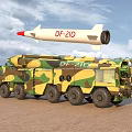 Camouflage Military Functional Vehicle With Missile Launch System On Desert Terrain