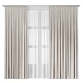 Modern Light Beige Curtains With Sheer Layers And Velvet Textured Fabric For Window