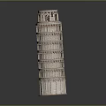 Historic Leaning Tower Architecture With Multiple Levels And Arched Stone Design