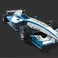 Blue And White Formula Race Car Featuring Spirit Logo And Aerodynamic Design