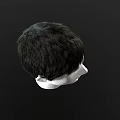 Model Displaying Short Black Hair Side Profile View On White Head Form 3d model