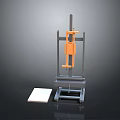 Modern Metal Frame Furniture With Orange Components And White Panel Display Stand