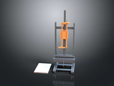 Modern Metal Frame Furniture With Orange Components And White Panel Display Stand 3d model